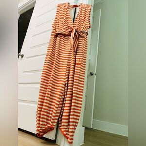 FP Movement XSTP Orange/Cream striped jumpsuit